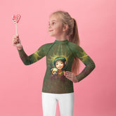 CB6-37 kids rash guard front view - colorful and durable swimwear for children.